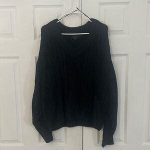 Love Tree Black V-Neck Sweater, Oversized Medium, Real Soft Fluffy